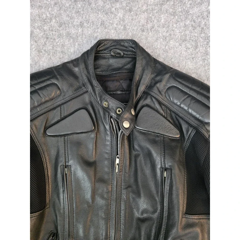 X Element Lined Leather Full Zip Padded Motorcycle Riding Jacket - Men's Size XL